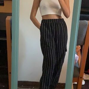 Black pant with white stripes